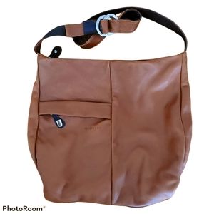 Leather Bag by Bruno Rossi Italy Hobo Shoulder Bag Luggage/Cognac Brown Leather